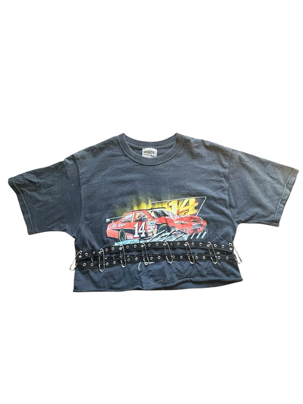 Furst of a Kind Reworked NASCAR Tony Stewart Grunge Cropped Tee Size Medium